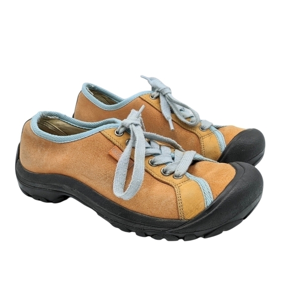 Keen Shoes - Keen Buff Women's Shoes Orange Blue Leather Lace Up Sneaker Casual Toe Guard